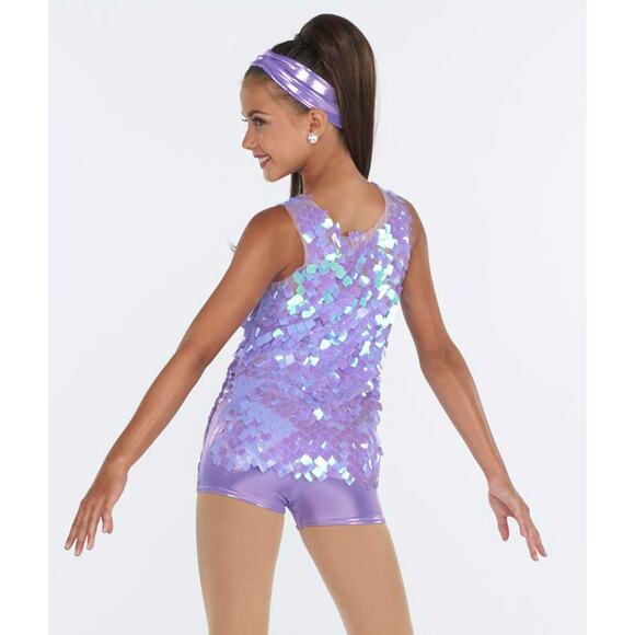 Dance  Costume AWCT  19285 Medium Adult Pink Holographic Jazz Tap Sequin Disco - Picture 3 of 3